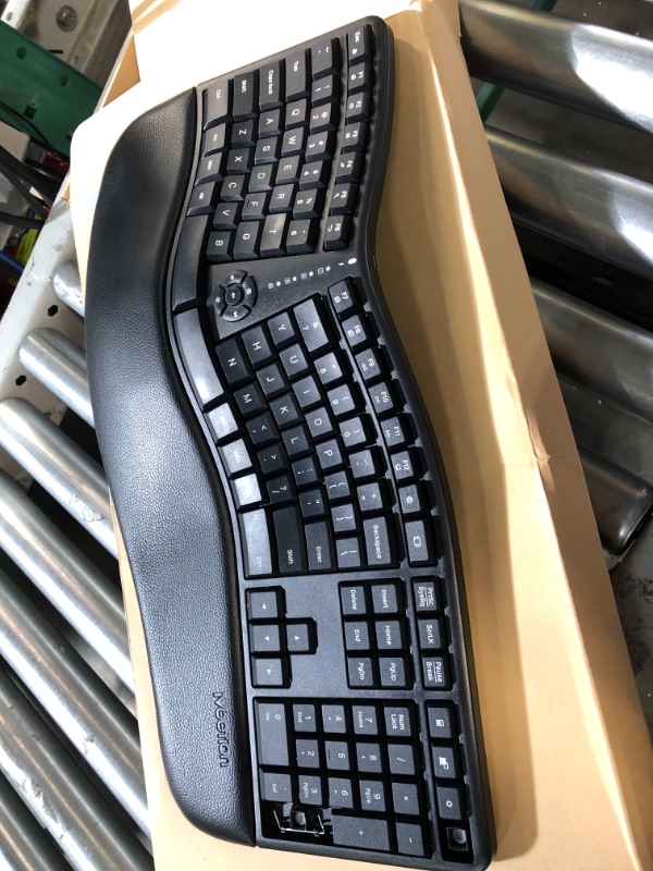 Photo 3 of MEETION Ergonomic Wireless Keyboard and Mouse, Ergo Keyboard with Vertical Mouse, Split Keyboard with Cushioned Wrist, Palm Rest, Natural Typing, Rechargeable, Full Size, Windows/Mac/Computer/Laptop