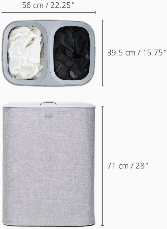 Photo 3 of (READ FULL POST) Joseph Joseph Tota 90-liter Laundry Hamper Separation Basket with lid, 2 Removable Washing Bags with Handles - Grey
