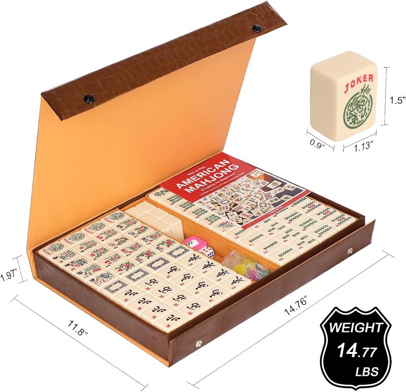 Photo 1 of * missing pieces * see images *
GUSTARIA American Mahjong Tile Set, Large Size Mahjong Tiles Set with 166 Numbered Ivory Tiles,