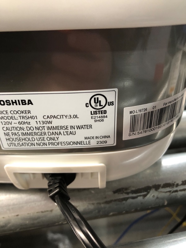 Photo 4 of **PARTS ONLY, DID NOT TURN ON** Toshiba Low Carb Digital Programmable Multi-functional Rice Cooker, Slow Cooker, Steamer & Warmer White