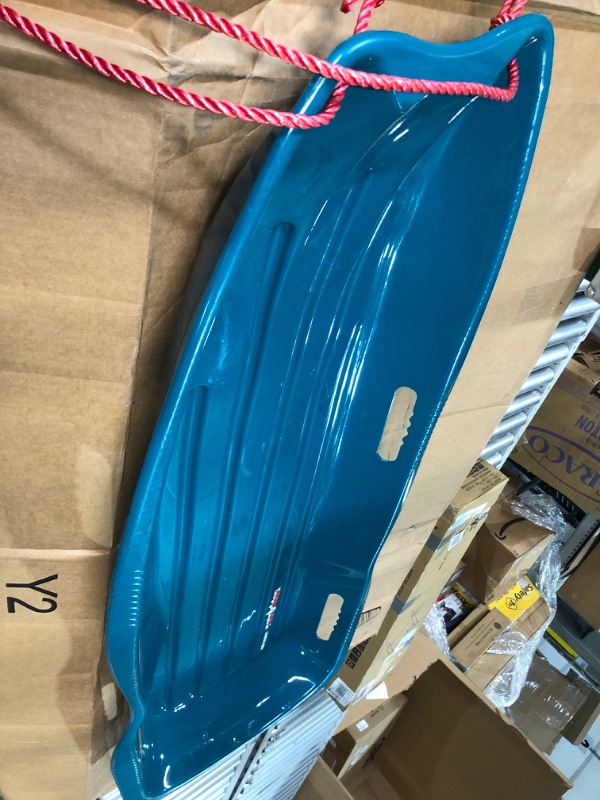 Photo 2 of **ONLY ONE** Retrospec Retrorider Toboggan Style Plastic Snow Sled,with Pull Rope, Cold Resistant Coating, Hard Bottom48"