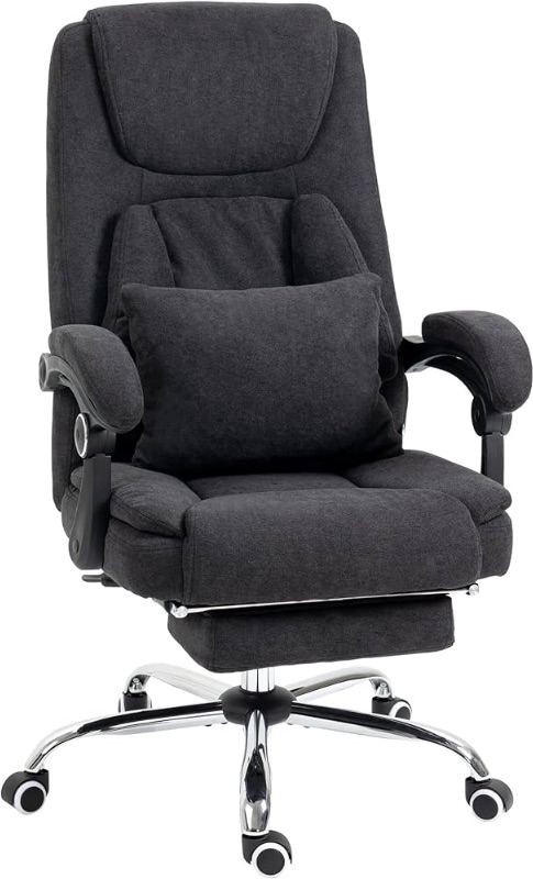 Photo 1 of **ITEM SIMILAR TO PHOTO, VERY USED** Vinsetto 3D Kneading Massage Office Chair with Reclining, Swivel Fabric Computer Chair with Footrest, Armrest, Black