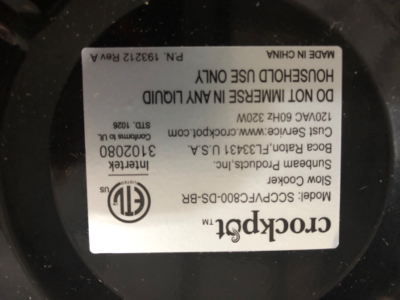 Photo 1 of ***MISSING COOKBOOK AND MANUAL**TESTED TURNS ON AND BEGINS TO HEAT.***
Crockpot 8 Quart Slow Cooker with Auto Warm Setting and Cookbook, Black Stainless Steel