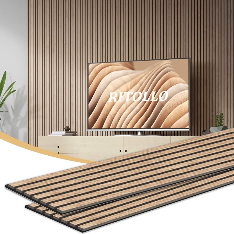 Photo 1 of ****stock photo for reference only****Wood Panels for Wall and Ceiling, 94.5"×11" Wall Panels for Interior Wall Decor, 3D Wood Slat Wall Panel/Fluted Sound Absorbing Panel - Walnut 2 Pack