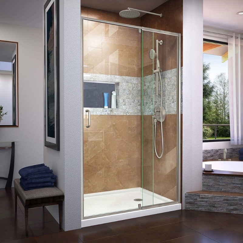 Photo 1 of ***STOCK PHOTO FOR REFERENCE*** DreamLine Flex 28-32 in. W x 72 in. H Semi-Frameless Pivot Shower Door in Brushed Nickel