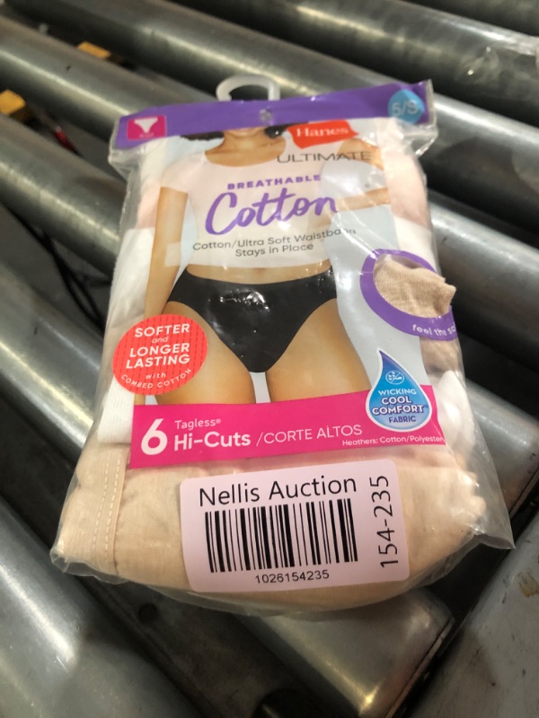 Photo 1 of (DIFFERENT COLORS) Hanes Ultimate womens 6-pack Breathable Cotton Hi-cut Panty Briefs, Sugar Flower Pink, White, Concrete Pe Heather, Black, Purple Vista Heather, Purple Vista Floral Prin, 5 US