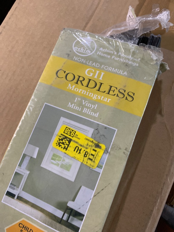 Photo 1 of (Used) Cordless Light Filtering Mini Blind - 35 Inch Width, 72 Inch Length, 1" Slat Size - Black - Cordless GII Morningstar Horizontal Windows