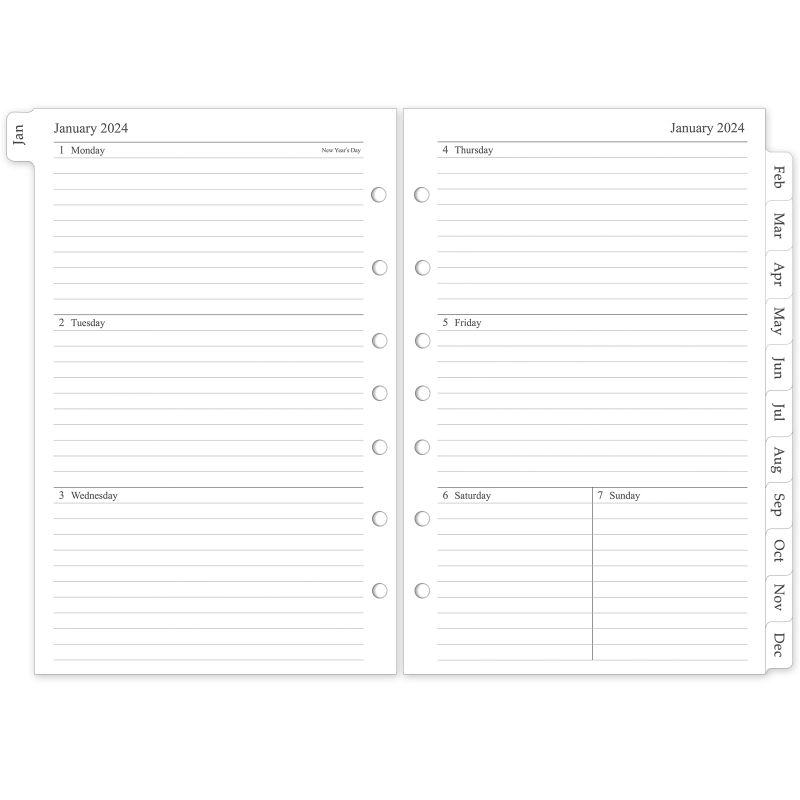 Photo 1 of 2024 Weekly & Monthly Planner Refill, planner Inserts with Monthly Tabs, Size 4, 5.5"x8.5", 7-Hole Punched (2pk bundle)