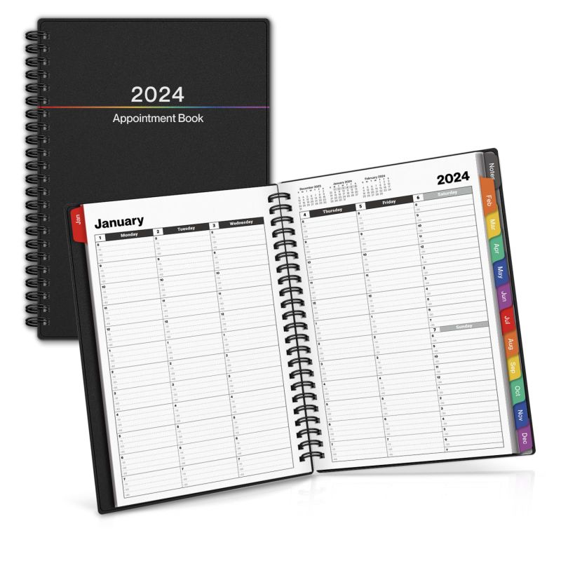 Photo 1 of Dunwell Appointment Daily Planner 2024 (6x8.25, Colorful) with 15 Minute Increments, Daily Planner with Hourly Schedule (2pk bundle)