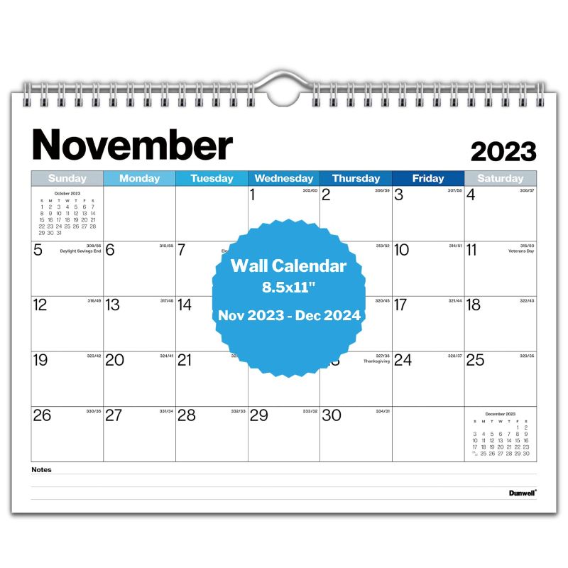 Photo 1 of Dunwell Small Wall Calendar 2024 - (Blue Shades) 8.5 x 11 Small Hanging, (2PK BUNDLE)