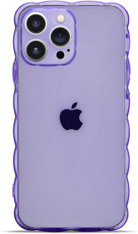 Photo 1 of Case Compatible with iPhone 14 pro max 6.7 Inches Clear Case Wave Frame Cute Design, Soft TPU Protective Cover(Clear Purple)
