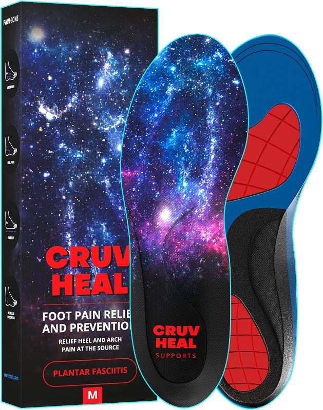 Photo 1 of (New) Plantar Fasciitis Arch Support Insoles - Deep Heel Cup - Inserts for Men Women Shoes - Heel Pain Relief - Flat Feet - Balance Improvement - Pain Prevention [M, Universe]
