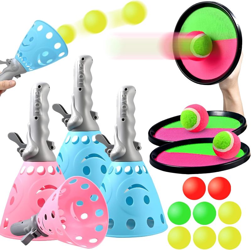 Photo 1 of 16pcs Outdoor Toys for Kids Easter Indoor Games, Outside Toys Beach Toys Pool Toys, 4 pcs Toss and Catch Ball Set, 12 pcs Pop and Catch Ball Game