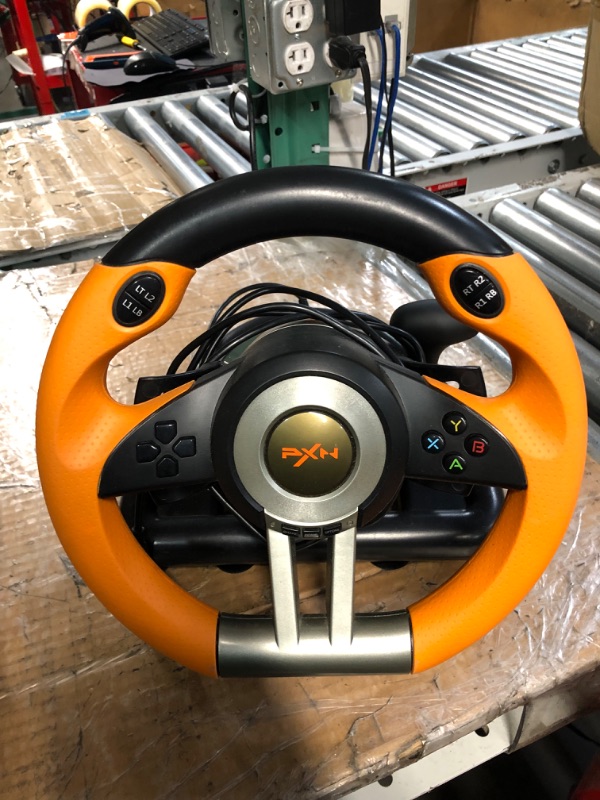 Photo 2 of PXN PC Racing Wheel, V3II 180 Degree Universal Usb Car Sim Race Steering Wheel with Pedals for PS3, PS4, Xbox One, Xbox Series X/S, Nintendo Switch (Orange)