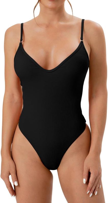 Photo 1 of One Piece Swimsuit Women,Tummy Control One-Piece Swimsuits for Women,Slimming Push Up Black Sexy Bathing Suit (Medium)