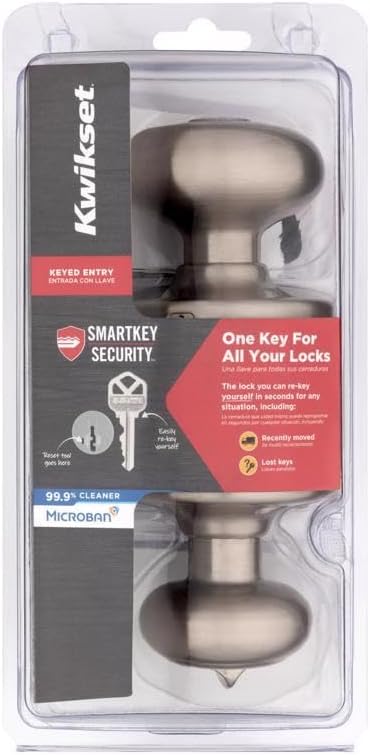 Photo 1 of (MISSING SCREWS)
Kwikset SmartKey Security Satin Nickel Entry Knob KW1 2-3/4 in.