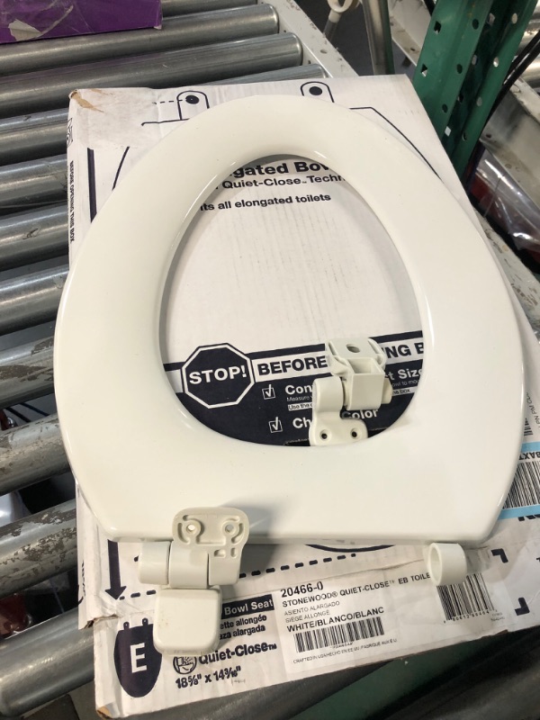 Photo 3 of (DAMAGED MISSING TOP, SELLING FOR PARTS, CHECK PHOTOS)
Toilet Seat, Quiet-Close Elongated Toilet Seat, Slow Close, Wooden Toilet Seat White Oval