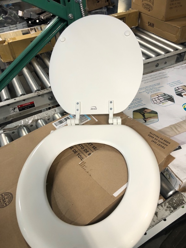 Photo 3 of ***MISSING HARDWARE***
BEMIS 400TTA 000 Economy Toilet Seat, Durable Enameled Wood, ROUND, White