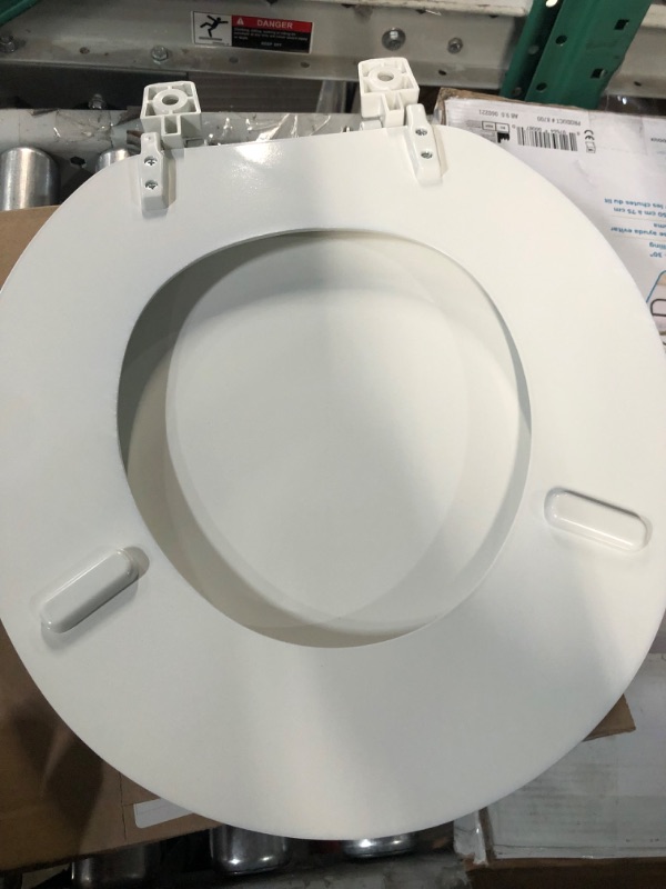 Photo 2 of ***MISSING HARDWARE***
BEMIS 400TTA 000 Economy Toilet Seat, Durable Enameled Wood, ROUND, White