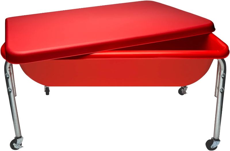 Photo 1 of (OPENED FOR INSPECTION)
Children's Factory, 1135-18, Sensory Table & Lid Set, , 18”H, Red Red Single Basin - 18"H Sensory Table & Lid Set