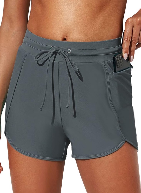 Photo 1 of Aleumdr Womens 3" High Waisted Swim Shorts Quick Dry UPF 50+ Swim Board Shorts with Zipper Pockets Bottoms Trunks with Liner