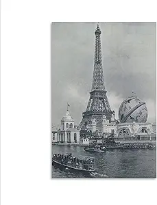 Photo 1 of Retro photo art poster paris eiffel tower square wall canvas poster unframe-style 12x18 inch