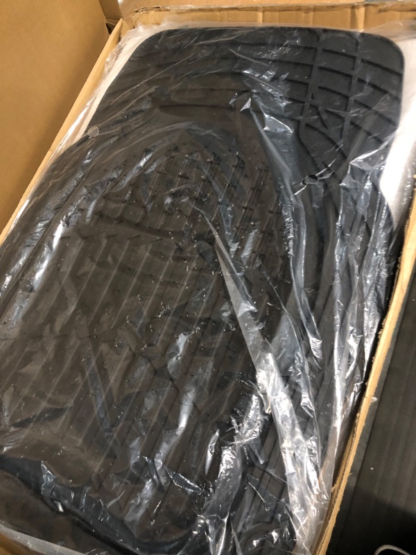 Photo 1 of Motor Trend FlexTough Plus-2 Piece Front Car Floor Mats- Black Liners-Deep Dish  Rubber Floor Mats Universal Trim to Fit Black Front Set