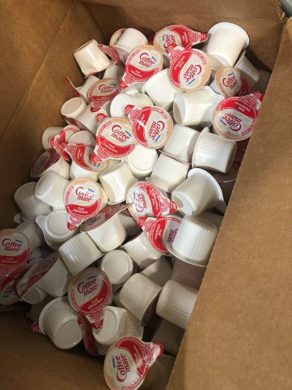 Photo 2 of (OPENED FOR INSPECTION)
Nestle Coffee mate Coffee Creamer, Original, Liquid Creamer Singles, Non Dairy, No Refrigeration, Box of 360 Original Box of 360 Singles