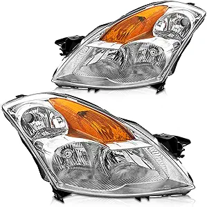 Photo 1 of Headlight Assembly Compatible with 2007 2008 2009 Nissan Altima Only fit 4 Door Sedan Driver and Passenger Side Chrome Housing Clear Lens by AXL A-Chrome Housing Amber Reflector