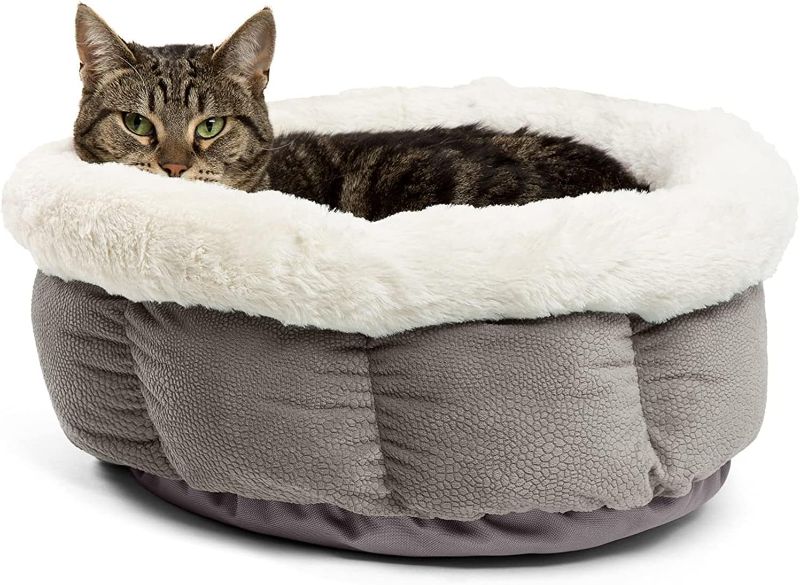 Photo 1 of **USED** Best Friends by Sheri Cuddle Cup Ilan Cozy Microfiber Cat and Dog Bed in Standard Gray Bed - Standard Gray