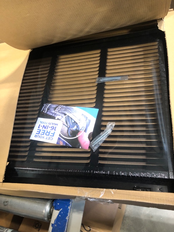 Photo 3 of 24" X 14" Steel Return Air Filter Grille for 1" Filter - Easy Plastic Tabs for Removable Face/Door - HVAC Duct Cover - Flat Stamped Face - Black [Outer Dimensions: 25.75 X 15.75]