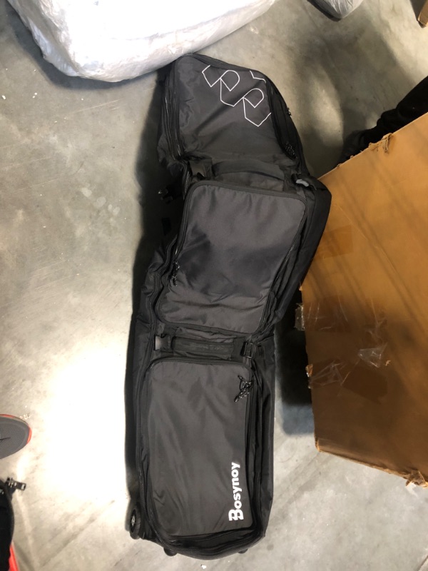Photo 1 of **USED AND LARGE SIZED** Bosynoy Ski Bag with Wheels, Waterproof Roller Snowboard Bag for Flying Air Travel, 164cm (Extendable to 175 cm) Durable Padded Ski Boot Bag Storage Ski Board Boots, Helmet, Jacket Black