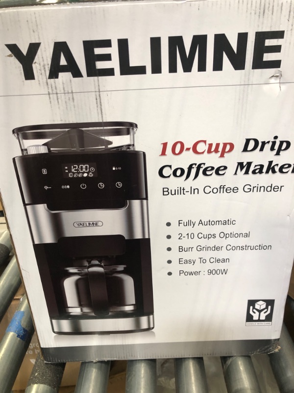 Photo 2 of *** FOR PARTS** 10-Cup Drip Coffee Maker with Touch Screen,Built-In Burr Coffee Grinder, Automatic Grind and Brew,Warming Plate for Home and Office,1.5L Large Capacity Water Tank, Removable Filter Basket, 900W