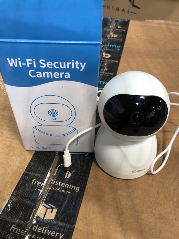 Photo 2 of Indoor Security Camera for Home, WiFi Cameras with Phone App, Baby Monitor Dog-Cat-Pet Cameras, 2.4GHz Surveillance Cameras with Night Vision, Motion Detection, SD/Cloud Storage White