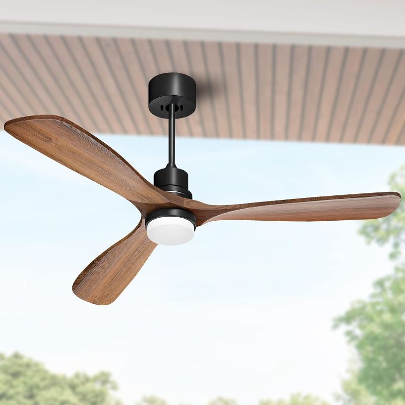 Photo 1 of Obabala 52" Ceiling Fan with Lights Remote Control Outdoor Wood Ceiling Fans Noiseless Reversible DC Motor