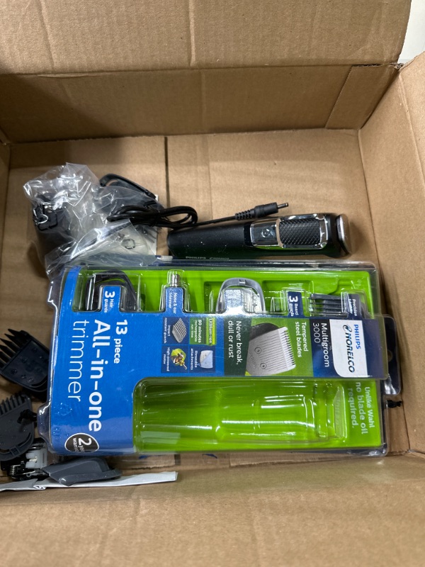 Photo 3 of ** USED ** Philips Norelco Multigroomer All-in-One Trimmer Series 3000, 13 Piece Mens Grooming Kit, for Beard, Face, Nose, and Ear Hair Trimmer and Hair Clipper, NO Blade Oil Needed, MG3750/60