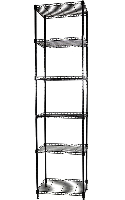 Photo 1 of 6-Tier Wire Shelving Adjustable Shelves Unit Metal Storage Rack for Laundry Bathroom Kitchen Pantry Closet Organization (Black, 16.6" L x 11.4" W x 64.6" H)