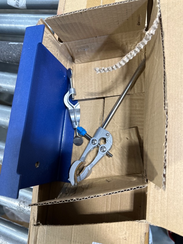 Photo 1 of 2 Set Chemical Steel Lab Stand Set, Laboratory Support Stand Test Tube 8 x 5.25" Ring Stand Distillation Chemistry Equipment Beaker Holder, 24" Rod, Cork Lined Burette Clamp with Boss Head Retort Ring
