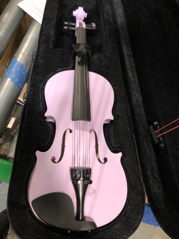 Photo 2 of ADM Acoustic Violin for Kids Beginners, 1/4 Acoustic Violin Fiddle for Teens Students Beginners Violin Starter Kit with with Hard Case, Rosin, Shoulder Rest, Bow, Violin Music Stand and Strings,Purple