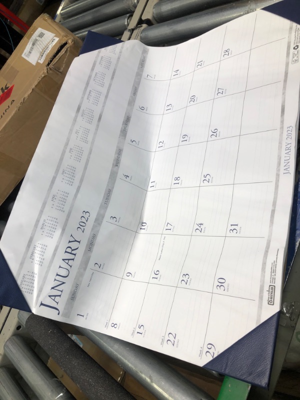 Photo 2 of House of Doolittle Executive Monthly Desk Pad Calendar, 24 x 19, White/Blue Sheets, Blue Corners, 12-Month (Jan to Dec): 2023