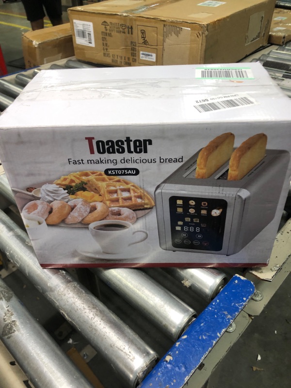 Photo 2 of **USED HAS DAMAGE*** WHALL Touch Screen Toaster 2 slice, Stainless Steel Digital Timer Toaster with Sound Function, Smart Extra Wide Slots Toaster with Bagel, Cancel, Defrost, 6 Bread Types & 6 Shade Settings 2-slice silver