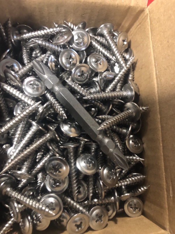 Photo 3 of (250 pcs)#8×1" Phillips Truss Head Wood Screws Stainless Steel 410 Quick Metal Self Tapping #8×1" Silver