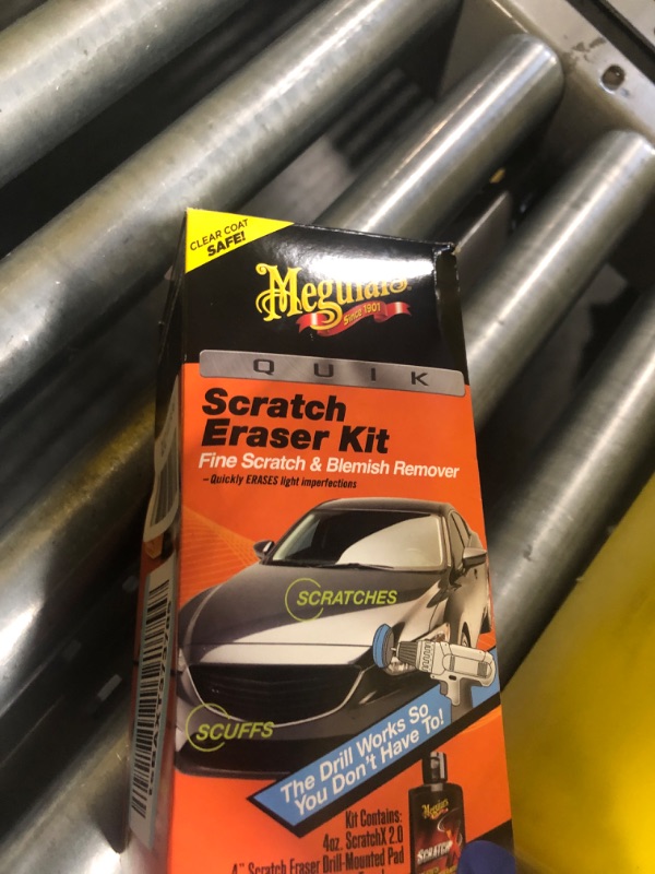 Photo 2 of Meguiar’s Quik Scratch Eraser Kit, Car Scratch Remover that Removes Blemishes, Includes Meguiar’s ScratchX, Drill-Mounted Pad, Microfiber Towel