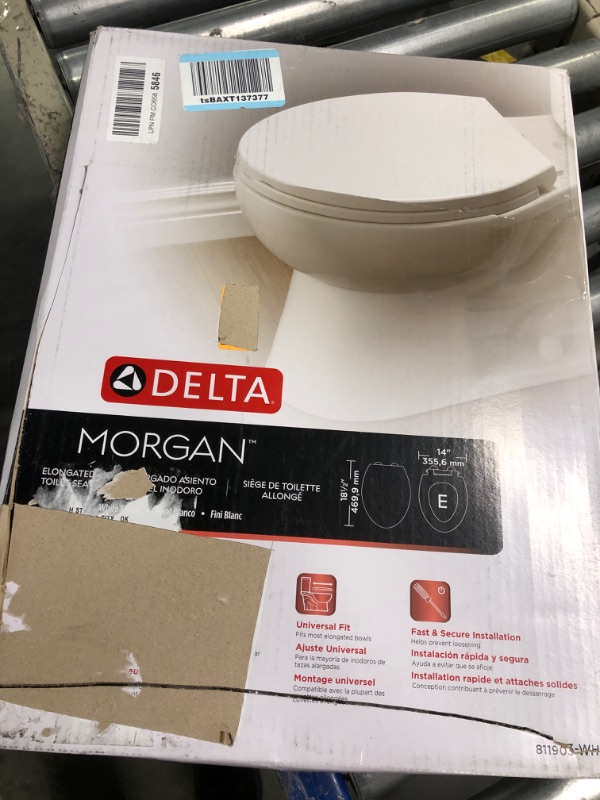 Photo 2 of **USED** Delta -Faucet Morgan Elongated Slow-Close White Toilet Seat with Non-Slip Seat Bumpers, White 811903-WH Toilet Seat Slow Close