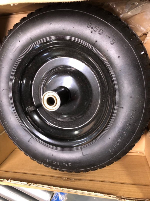 Photo 2 of GICOOL 14.5" Tire and Wheel, 3.50-8 Wheelbarrow Pneumatic Tire, with 6" Centered Hub, 5/8" Axle Bore Hole, Sealed Bearings for Wheelbarrows Trolley Dolly Garden Wagon Gorilla Cart Wheel Replacement