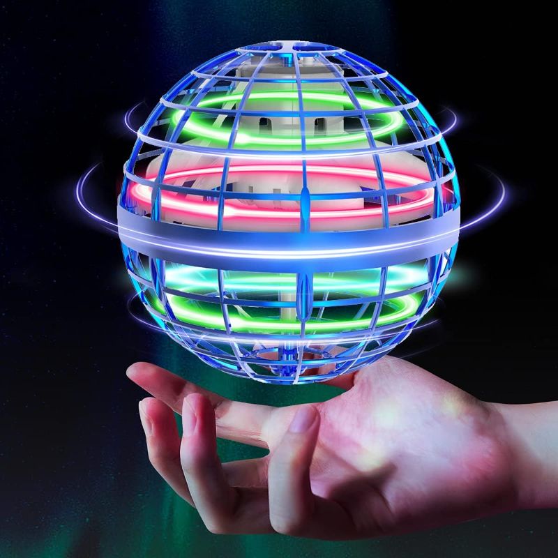 Photo 2 of *DAMAGED BOX* Flying Orb Ball Toy, Magic Flying Ball, Hand Controlled Fly Boomerang Spinner Ball, RGB Light Flying Toys 360°Rotating Hover Ball - for Kids Adults Indoor & Outdoor - Blue