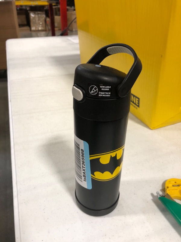 Photo 2 of **NEEDS STRAW** THERMOS FUNTAINER 16 Ounce Stainless Steel Vacuum Insulated Bottle with Wide Spout Lid, Batman