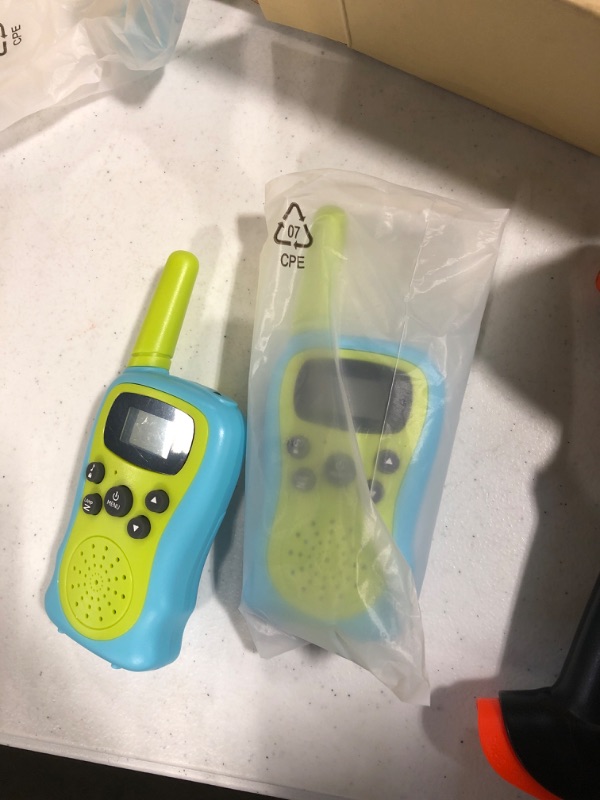 Photo 2 of Amazon Basics Kids Walkie Talkie Set, Set of 2, Green and Blue