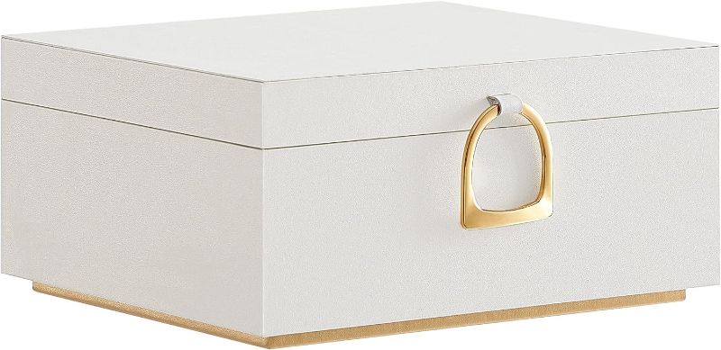 Photo 1 of SONGMICS 2-Layer Jewelry Box, Jewelry Organizer with Handle, Removable Jewelry Tray, Jewelry Storage, Floating Effect, 8.1 x 9.4 x 4.3 Inches, Gift Idea, White UJBC165W01 