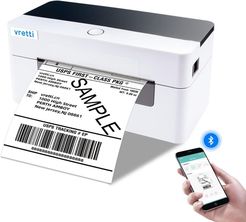 Photo 2 of vretti Bluetooth Thermal Label Printer, 4x6 Shipping Label Printer for Shipping Packages & Small Business, Wireless Label Printer Compatible with iPhone Android Window Mac USPS UPS Amazon